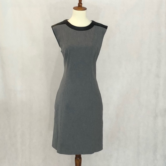 Banana Republic Dresses & Skirts - Banana Republic Grey Dress with Faux Leather Trim